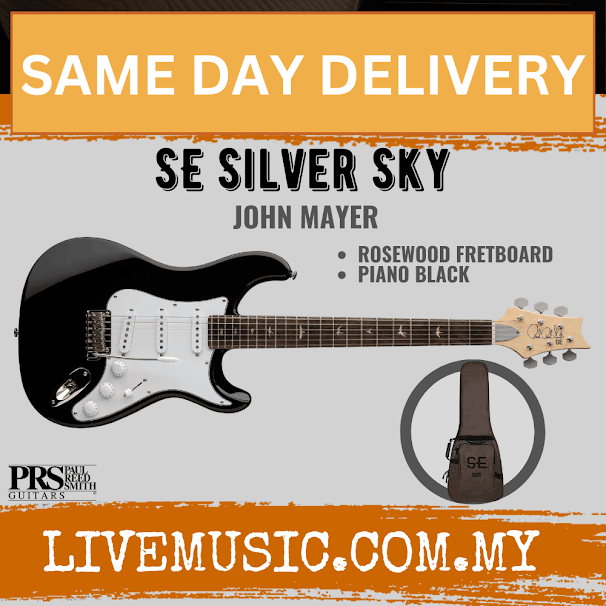 PRS SE Silver Sky Electric Guitar, Piano Black