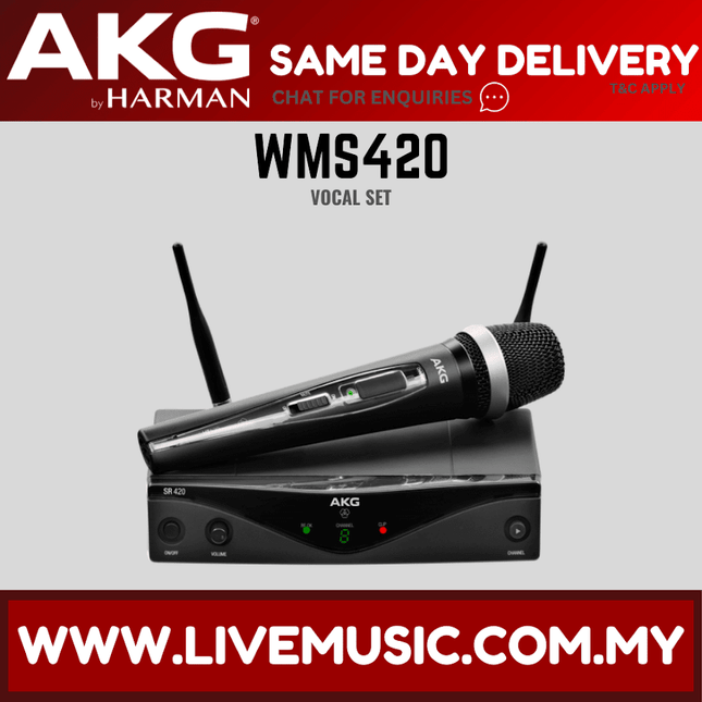 AKG WMS420 Vocal Set Professional Wireless Microphone System, Handheld Mic (WMS-420/WMS 420)