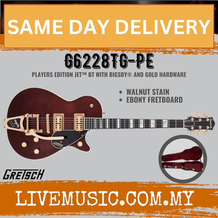 Gretsch G6228TG-PE Players Edition Jet Electric Guitar w/Bigsby, Walnut Stain