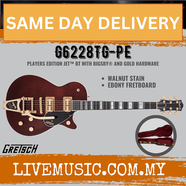 Gretsch G6228TG-PE Players Edition Jet Electric Guitar w/Bigsby, Walnut Stain