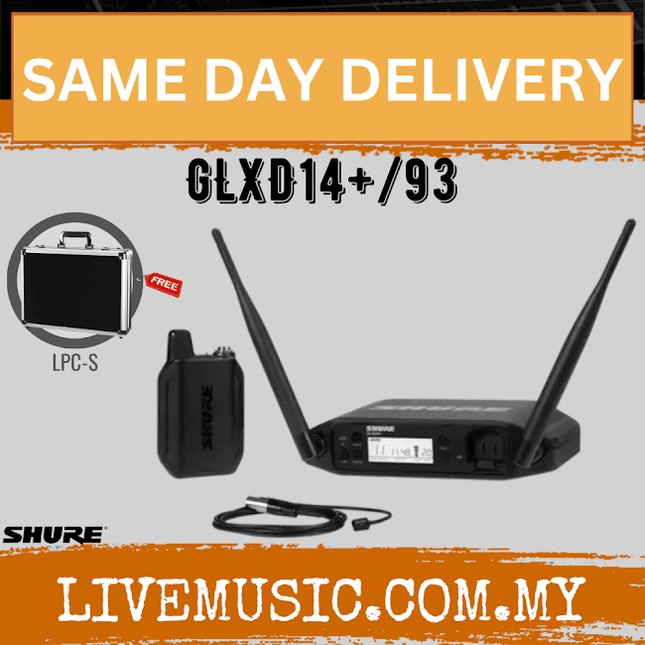 Shure GLXD14+/93 Digital Wireless Presenter System with WL93 Lavalier Microphone ( GLXD14+ / WL93 )