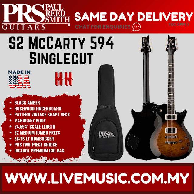 PRS S2 McCarty 594 Singlecut Electric Guitar w/Bag, Lake Blue/Honey Gold Burst/Black Amber