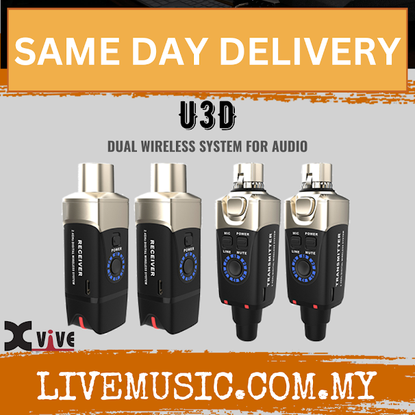 Stereo XLR plug-on wireless transmitters, dark and silver with blue control lights