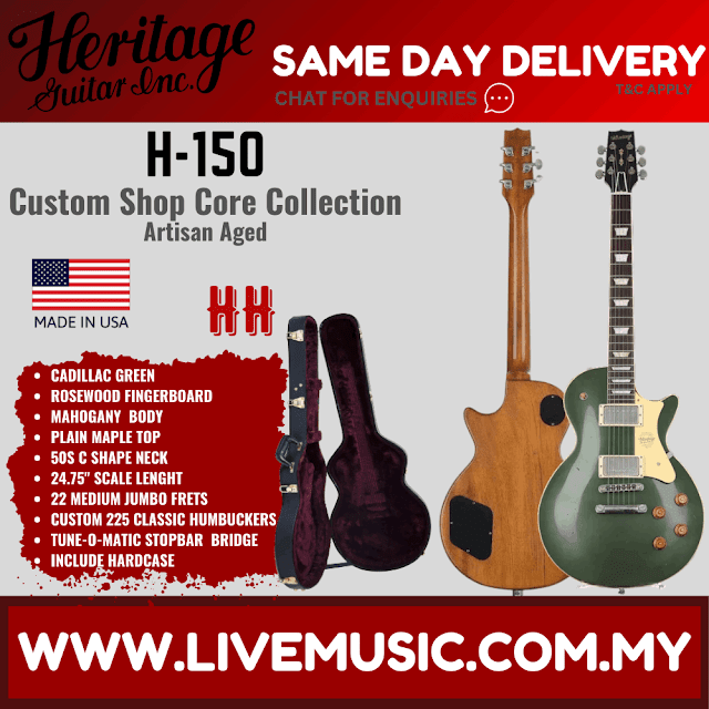 Heritage Custom Shop Core Collection H-150 Electric Guitar, Cadillac Green ( H150 / H 150 )