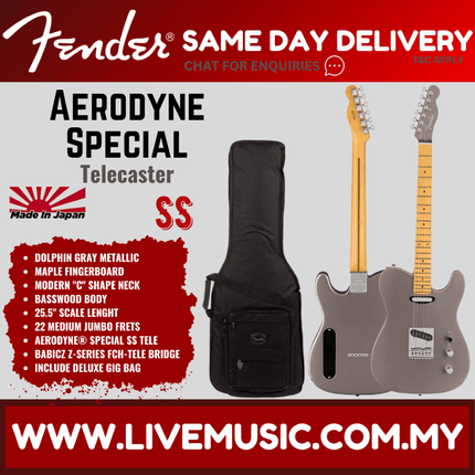 Fender Aerodyne Special Telecaster Electric Guitar, Maple FB, Dolphin Gray Metallic