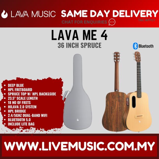 36-inch spruce acoustic electric guitar with gray padded bag