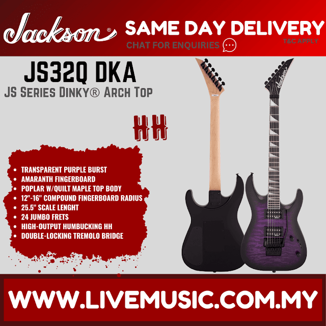 Jackson JS-32Q - Dinky Arch Top Electric Guitar, Amaranth Fretboard - Transparent Green Burst/Purple (JS32Q/JS 32Q)
