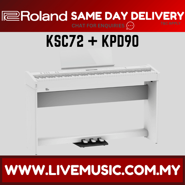 Roland KPD-90 + KSC-72 Original Stand Design for FP-60x Digital Piano - White ( KPD90 / KSC72 / FP60x )
