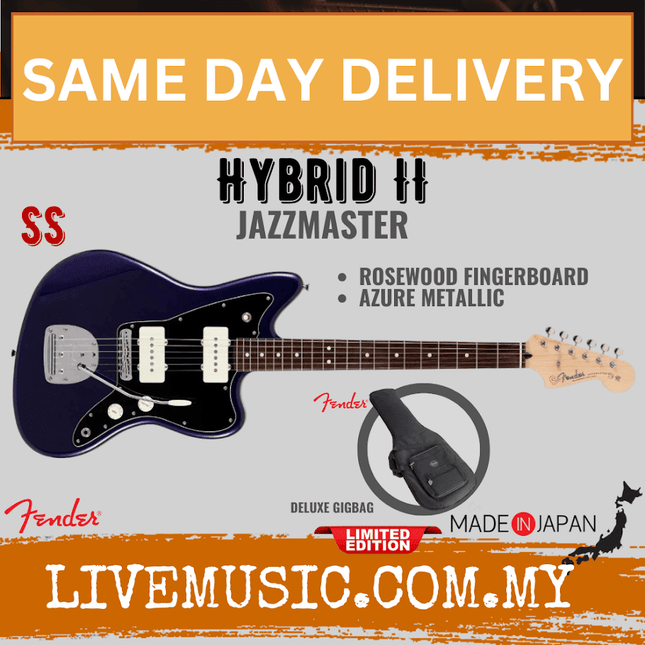 Fender Japan Hybrid II Jazzmaster Electric Guitar, RW Fretboard - Azure Metallic
