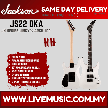 Jackson JS-22 - JS Series Dinky Arch Top Electric Guitar Amaranth Fretboard - Snow White (JS22 /JS 22)