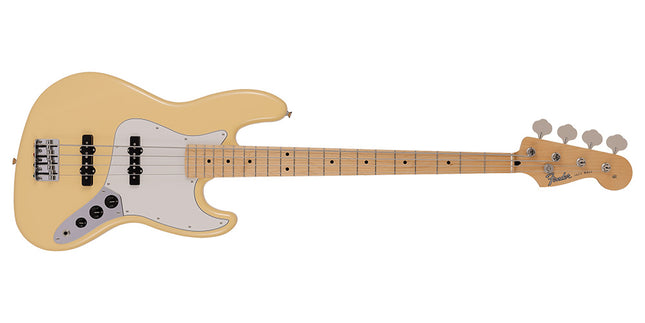 Fender Hybrid II Jazz Bass electric guitar, vintage white body with maple fretboard, 4 strings