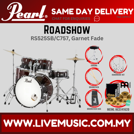 Pearl Roadshow RS525SB/C Drum Set with Meinl HCS141620 Cymbal set, Drum Throne