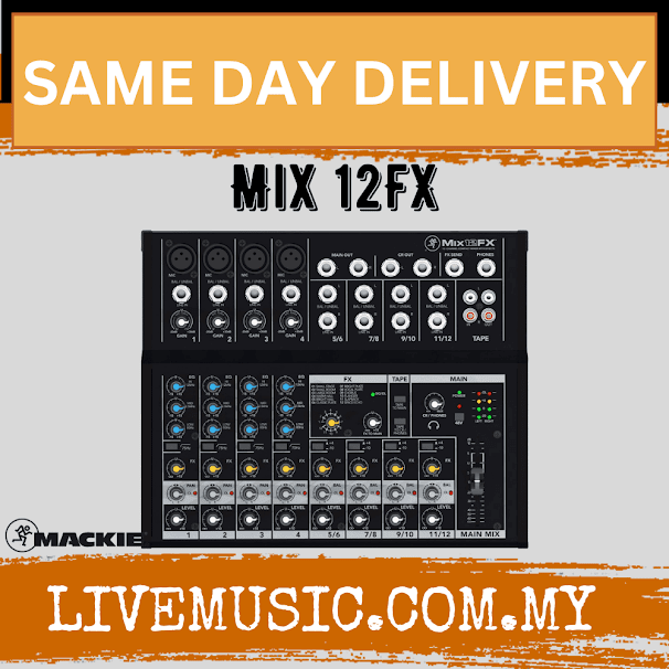 Mackie Mix12FX 12 Channel Compact Analog Mixer With Effect Mixing Console (Mix12-FX/Mix 12FX)