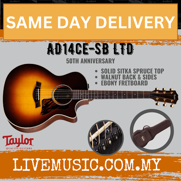 Sunburst acoustic guitar with cutaway and dark fretboard, with included soft case