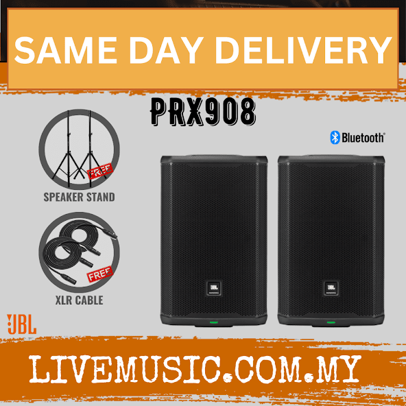 JBL PRX908 8-inch Powered Loudspeaker With Speaker Stand And Cable - Each / Pair ( PRX-908 / PRX 908 )