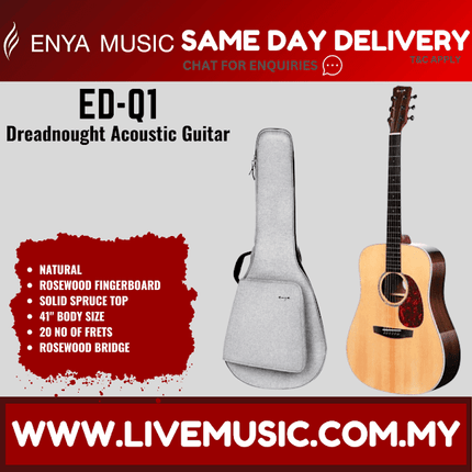 Enya ED-Q1 41" Acoustic Guitar Dreadnought Body With Bag (EDQ1/ ED Q1)