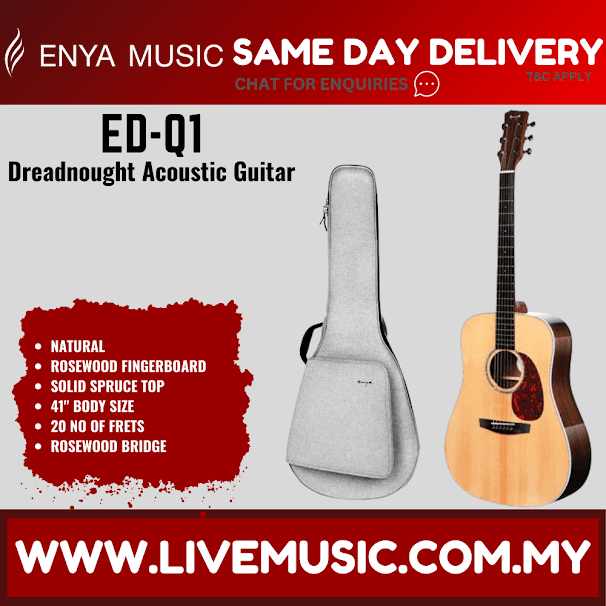 Enya ED-Q1 41" Acoustic Guitar Dreadnought Body With Bag (EDQ1/ ED Q1)