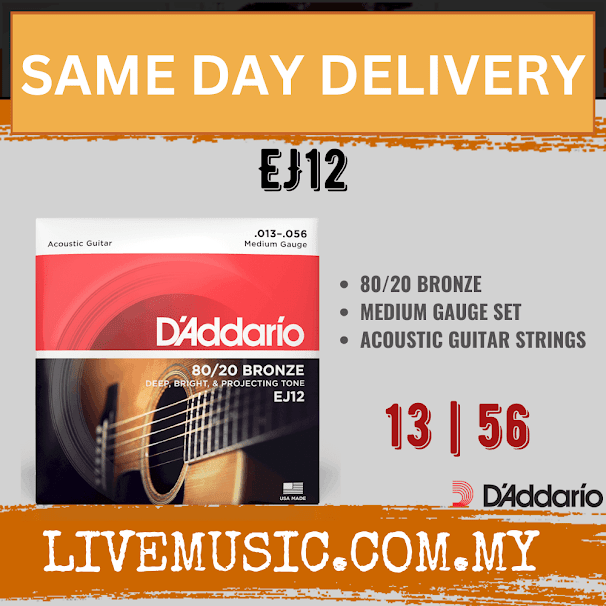 D'Addario EJ12 - 80/20 Bronze Acoustic Strings, Medium (13-56)(DAddario)