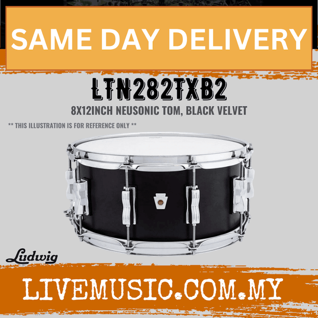 Ludwig LTN282TXB2 8x12inch Neusonic Tom, Black Velvet
