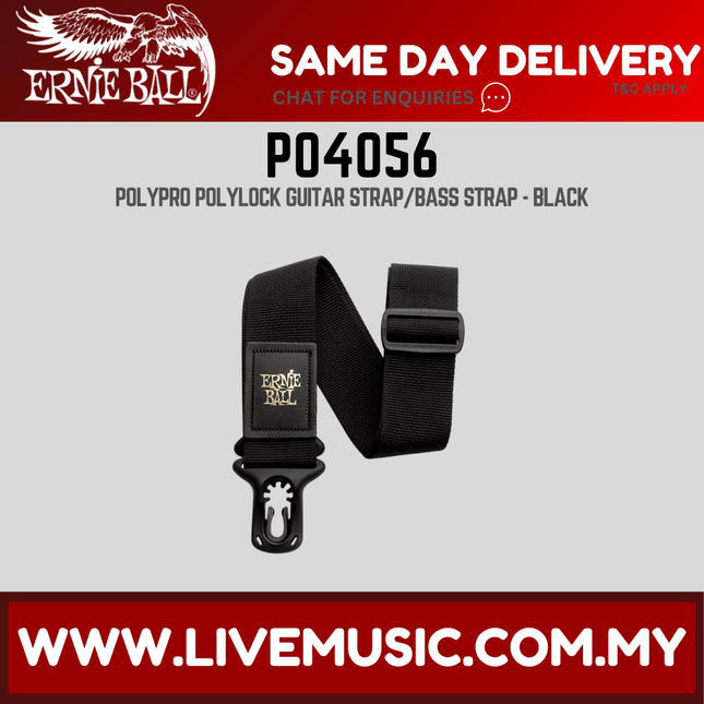 Ernie Ball 4056 Polylock Guitar Strap, Black