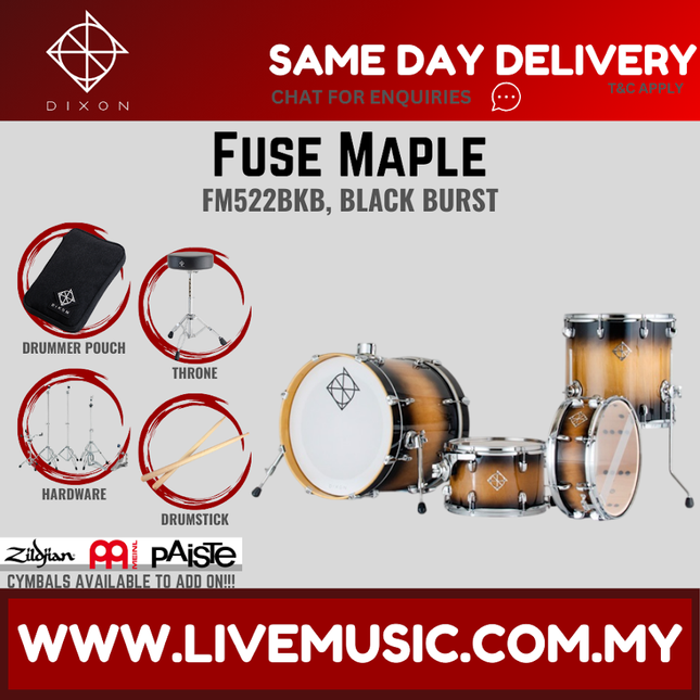 Dixon Fuse Maple PODFM522 5 Pieces Acoustic Drum Kit With Hardware ( NO CYMBAL )