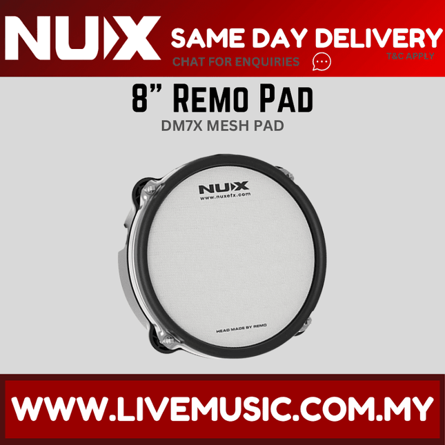 NUX 8" Remo Mesh Head Drum Pad With Dual Triggering Sensitivity Compatible With Majority Drums