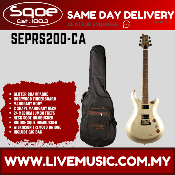 Sqoe SEPRS200 HH Mahogany Body Electric Guitar w/Gig Bag, Rosewood FB - Glitter Champagne ( SEPRS-200 / SEPRS 200 )
