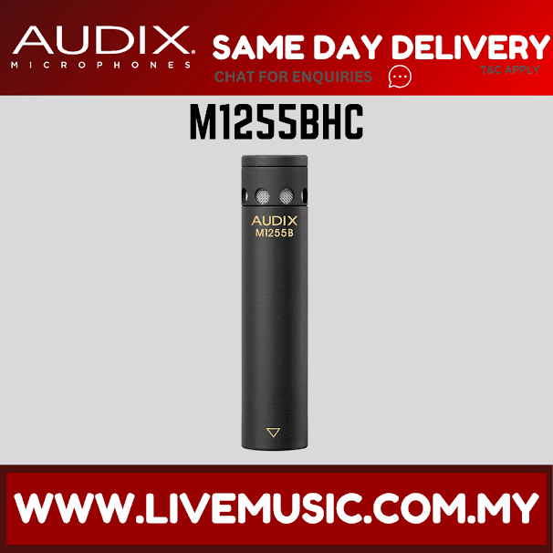 Audix M1255BHC Miniature High Output Hypercardioid Condenser Microphone - Black (M1255 BHC/M1255 BHC)