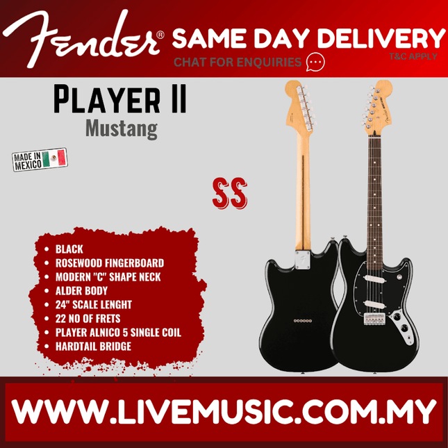 Fender Player II Mustang Electric Guitar, RW FB