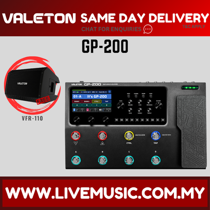 Valeton GP-200 Multi-Effects Processor With LPC-M Multi-Effect Pedal Case - Black ( GP200 / GP 200 )