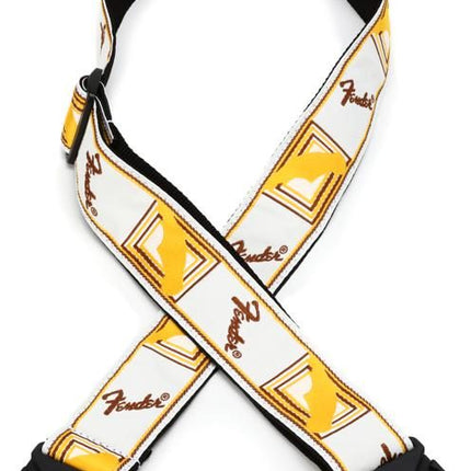 Fender Quickgrip Monogram Guitar Strap - White/Yellow/Brown