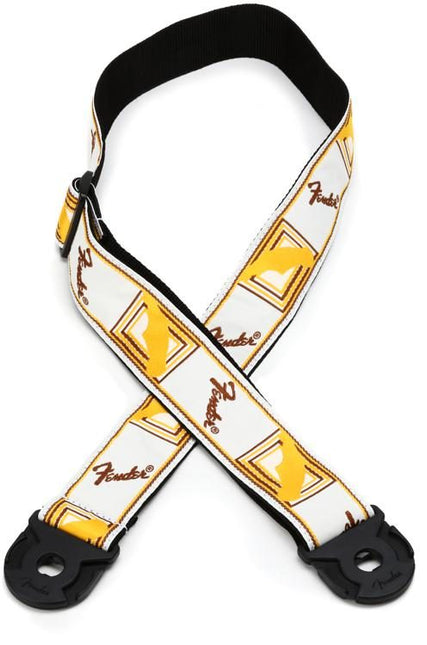 Fender Quickgrip Monogram Guitar Strap - White/Yellow/Brown