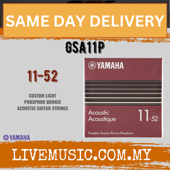 Yamaha GSA11P 6-String Phosphor Bronze Acoustic Guitar Strings (11-52) ( GSA-11P GSA 11P )