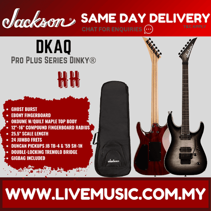 Jackson Pro Plus Series Dinky DKAQ Electric Guitar, Ebony FB, Ghost Burst