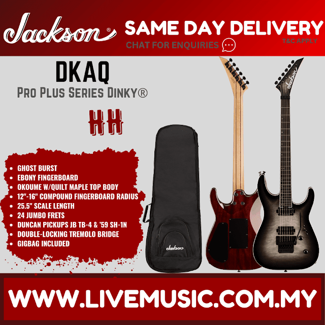 Jackson Pro Plus Series Dinky DKAQ Electric Guitar, Ebony FB, Ghost Burst