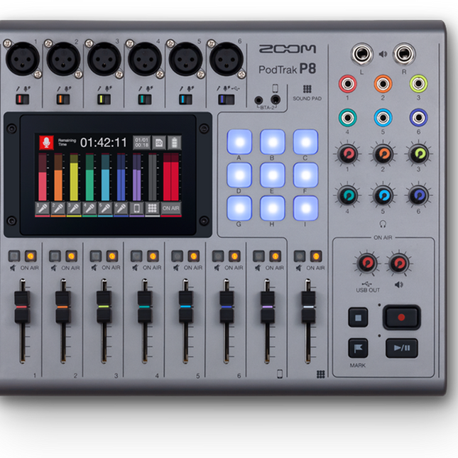 Zoom Podtrak P8 8 Channel Podcasting Mixer Production Mixer And USB Audio Interface With Phantom Power (P 8/P-8)