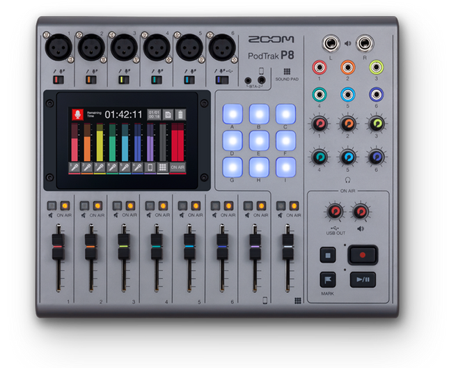 Zoom Podtrak P8 8 Channel Podcasting Mixer Production Mixer And USB Audio Interface With Phantom Power (P 8/P-8)