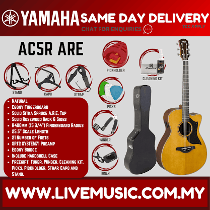 Yamaha AC5R ARE Concert Cutaway Acoustic-Electric Guitar with Hardcase MADE IN JAPAN - Natural ( AC-5R / AC5R-NT )