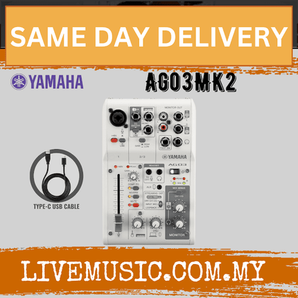 Yamaha AG03 MK2 3-channel Mixer and USB Audio Interface - Black / White ( AG-03 MKII)