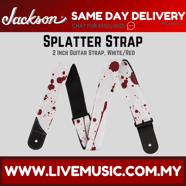Jackson Splatter Guitar Strap, White/Red