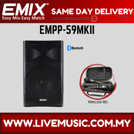 EMIX EMPP-59MKII 15" 550W Portable Amplifier with Bluetooth, USB / SD Card player and Wireless Microphone ( EMPP59MKII / EMPP 59MKII )