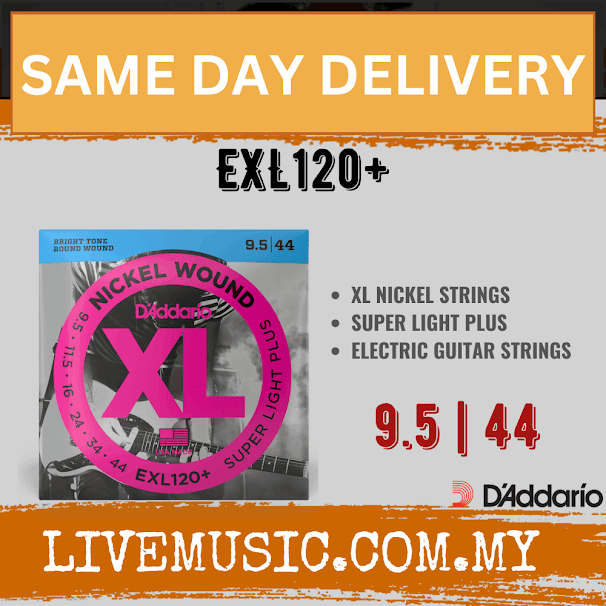 D'addario EXL120+ Xl Nickel Wound Electric Guitar Strings, Super Light Plus, 9.5-44 Gauge
