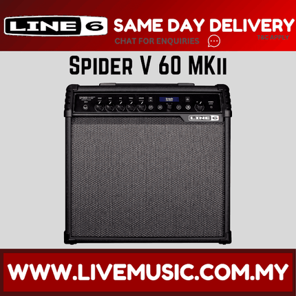 LINE 6 Spider V 60 MkII - 60 Watts, 1x10" Modeling Combo Amp with Cable (LINE6 V60 / V60MKII / V-60 MK2)