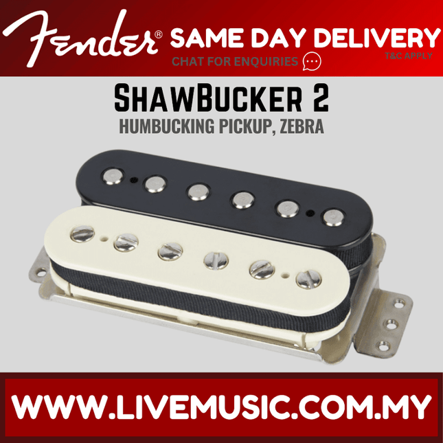 Fender Shawbucker 2 Humbucking Electric Guitar Pickup, Zebra