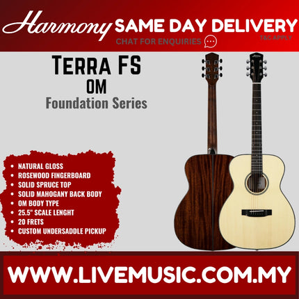 Harmony Foundation Series Terra FS OM Acoustic Guitar, Natural Gloss