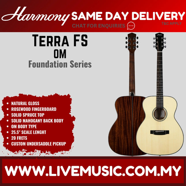 Harmony Foundation Series Terra FS OM Acoustic Guitar, Natural Gloss