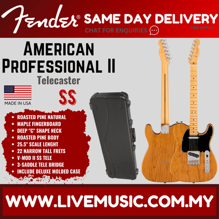Fender American Professional II Telecaster Electric Guitar, Maple Fretboard - Roasted Pine