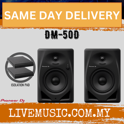 Pioneer DJ DM-50D 5-inch Active Monitor Speaker With Monitor Stand And Cable , Black - Pair ( DM50D / DM 50D )