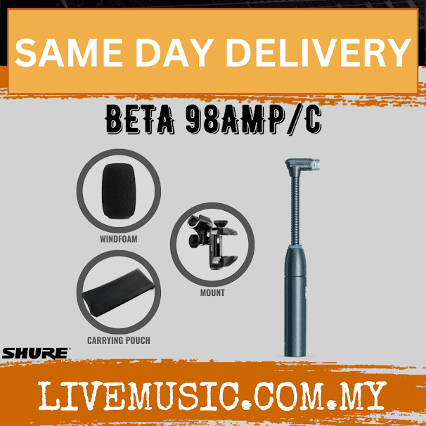 Shure Beta 98AMP/C Clip-on Gooseneck Condenser Microphone ( BETA 98AMPC / BETA98AMPC )