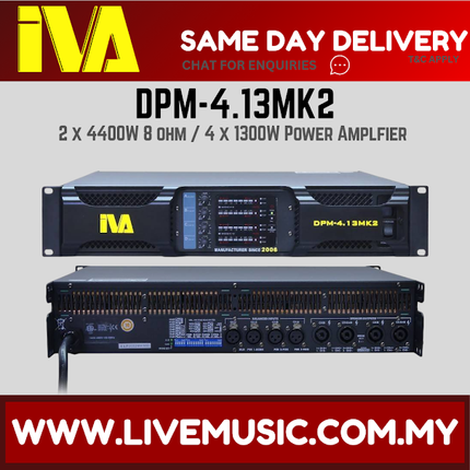 IVA DPM-4.13MK2 2 x 4400W 8 ohm / 4 x 1300W 8 Ohm down to 2 Ohm Stable Power Amplfier ( DPM4.13 / DPM4.13MKII )